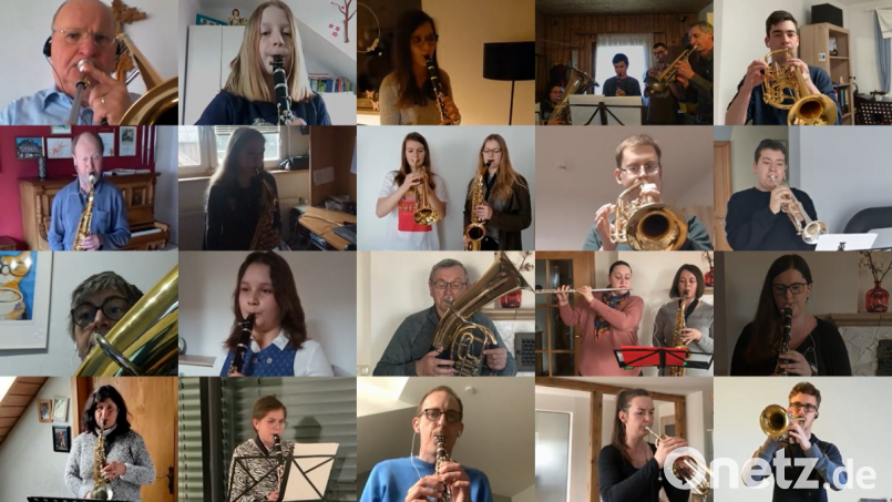 Per Internet spielte die Jugendblaskapelle Parkstein einen Trauerchoral für ihre verstorbenen Mitglieder ein, um das gewohnte Vereinsleben auch unter den besonderen Umständen der Pandemie fortzusetzen. Bild: adj