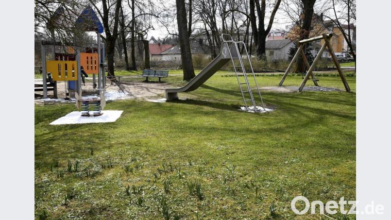 Noch ist die Wiese vor der Rutsche am Kleinkinderspielplatz im Sulzbach-Rosenberger Stadtpark grün. Geht es nach der SPD, sollen dort Kinder bald mit Wasser, Sand und Matsch spielen dürfen. Bild: Petra Hartl