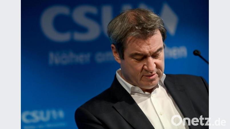 Markus Söder, CSU-Parteivorsitzender und Ministerpräsident von Bayern, gibt nach der virtuellen CSU-Präsidiumssitzung eine Pressekonferenz. Bild: Peter Kneffel