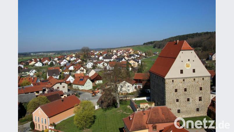 Vor 50 Jahren wurde Wolfring zum schönsten Dorf Bayerns und der Bundesrepublik Deutschland gekürt. Bis heute hat sich an der Attraktivität nichts geändert. Die Aufnahme zeigt den Ort aus ungewohnter Perspektive. Sie entstand, als der Fotograf die Erlaubnis erhielt, vom Kirchturm aus Bilder zu machen. Dabei dominiert (rechts) das gräfliche Schloss. Archivbild: Hans Heimler/exb