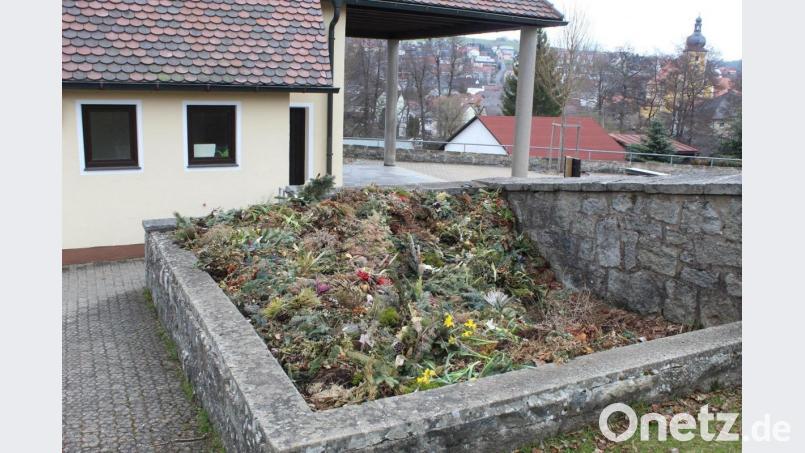 Die Friedhofsgrube wird immer wieder mit Plastikmüll belagert. Das macht die Entsorgung relativ teuer. Der Bürgermeister bittet die Bevölkerung, nur Grünabfall in die Grube zu werfen. Bild: soj