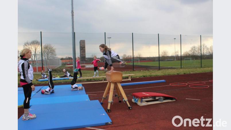 Die Turnerinnen und Turner der TG Tirschenreuth haben ihren Spaß beim Training im Freien. Bild: Julia Ritter