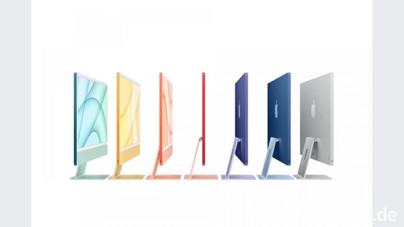 Sieben Farben stehen beim neuen iMac zur Auswahl. Die Preise starten bei 1449 Euro. Bild: Apple Inc./dpa