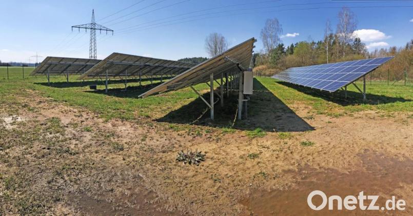 Der erste Bauabschnitt der Photovoltaik-Freiflächenanlage in der Flur &quot;dürre Wiesen&quot; nördlich von Neunkirchen ist bereits verwirklicht. Zwei weitere Bauabschnitte sollen noch folgen. Die Schwerpunkte der künftigen regenerativen Energieerzeugung sieht das Entwicklungskonzept der Stadt um Neunkirchen, Rothenstadt, Wiesendorf, Mallersricht und Maierhof. Bild: Gabi Schönberger