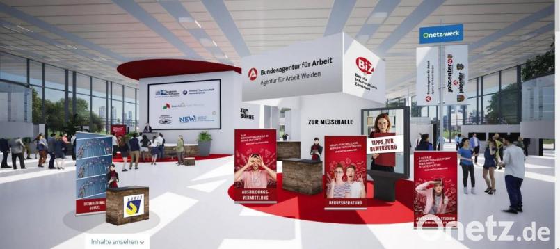 Die Lobby empfängt die Besucher der virtuellen Ausbildungsmesse. Screenshot: Bühner
