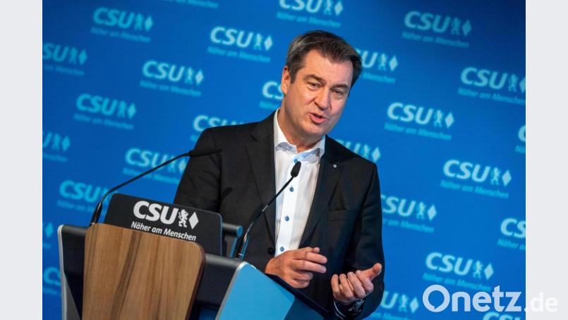 Nach einer CSU-Vorstandssitzung in München kündigte Ministerpräsident Markus Söder (CSU) an, für die Grundschulen die im Rahmen der &quot;Bundes-Notbremse&quot; vorgesehene Regelung zu nutzen, diese bei einer regionalen Inzidenz unter 165 zu öffnen. Bild: Peter Kneffel