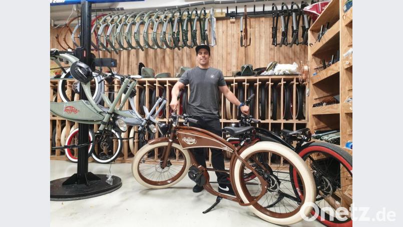 Dicke Reifen, stylischer Rahmen, Bosch-Antrieb: Geschäftsführer Pero Desnica hat mit dem „Ruffian“, einer „Harley Davidson zum Treten“, ein erfolgreiches Nischenprodukt etabliert. Bild: gib