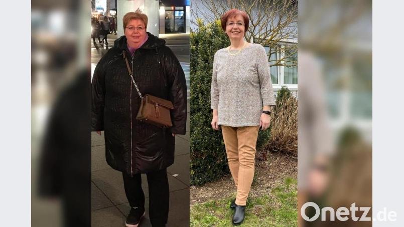 Vorher, nachher: Lisa Weidner ist dank ihres neuen Ernährungskonzeptes kaum wiederzuerkennen. "Das ist neue Lebensqualität", freut sie sich. Die Wernberg-Köblitzerin wog 133,5 Kilo. In 15 Monaten, von 9. Januar 2020 bis 9. April 2021, hat sie 60 Kilo abgenommen. Bild: Völkl/wee
