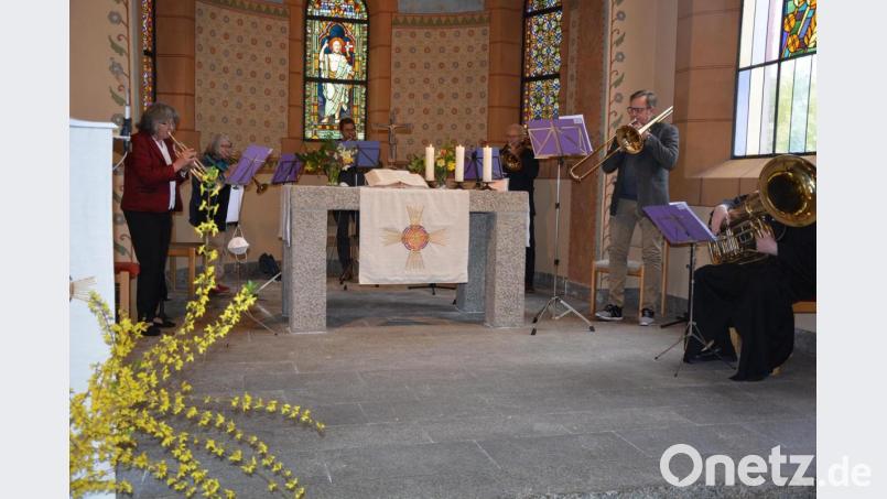 Ein sechsköpfiges Ensemble des Evangelischen Posaunenchors umrahmte den Festgottesdienst an Christi Himmelfahrt musikalisch. Bild: jr
