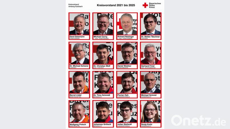 Einzelporträts statt Gruppenbild: der neue BRK-Vorstand. Bild: Sabine Bogner, BRK
