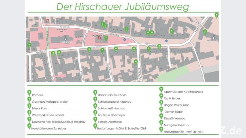 Plan der teilnehmenden Gastronomen, Einzelhändler und Vereine in der Stadtansicht. Bild: exb