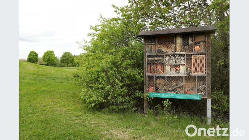 Ein großzügiges Insektenhotel steht am Golfplatz Schwanhof. Bild: Wolfgang Steinbacher