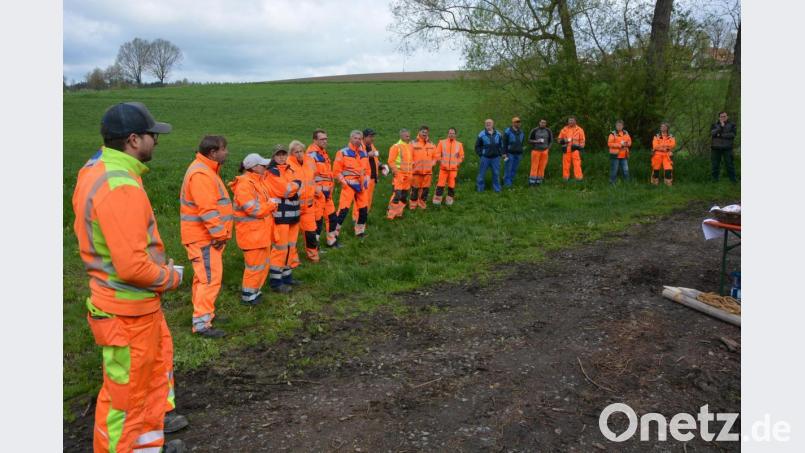20 Bauhofmitarbeiter aus dem Gebiet der Ikom Stiftland waren bei der dreistündigen Praxisschulung in Bad Neualbenreuth dabei. Gelehrt wurde der richtige Einsatz von Blühmischungen auf kommunalen Grünflächen. Bild: jr