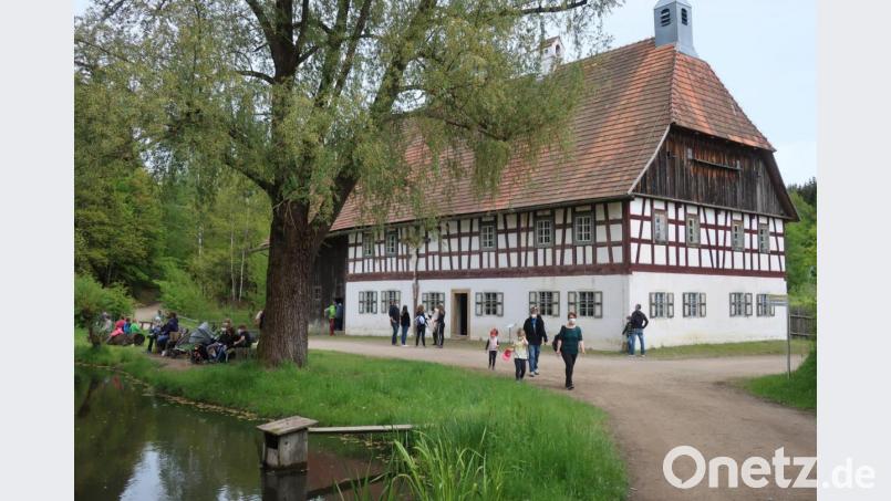 Viele Familien mit Kindern waren am bundesweiten Mühlentag auf dem Gelände des Oberpfälzer Freilandmuseums unterwegs und besichtigten das Rauberweiherhaus. Bild: Hirsch