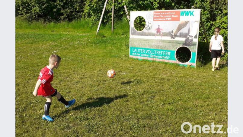 Der TSV hat dem Kinderspielplatz eine stabile Torwand beschert und das Freizeit-Erlebnis damit aufgewertet. Bild: rro
