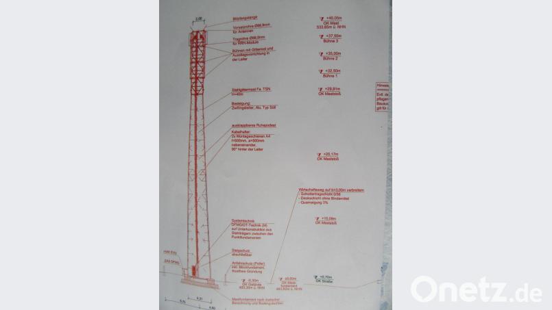 So sieht der Plan zur Errichtung eines 40 Meter hohen Funkmastturms zwischen Reuth und Premenreuth aus. Das stieß im Gemeinderat auf einstimmige Ablehnung. Bild: ang