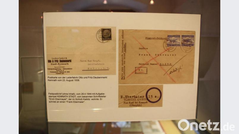 Ein 1944 versandter Feldpostbrief des Schriftstellers Erich Ebermayer an einen als Soldat dienenden Verwandten (rechts) erinnert an den langjährigen prominenten Bewohner des Schlosses Kaibitz. Bild: bjp