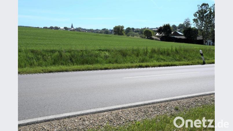 Das ist das Planungsgebiet mit einer Fläche von etwa 3,8 Hektar für eine Freiflächenphotovoltaikanlage nahe der Kreisstraße (im Vordergrund) bei der Ortschaft Greßmühle. Bild: sche