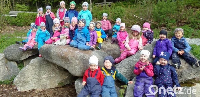 Der Infopoint Pfaben des Naturparks Steinwald war Start und Ziel der Kinder aller drei Gruppen. Jede Gruppe erkundete den Steinwald auf einer anderen Route. Bild: fks