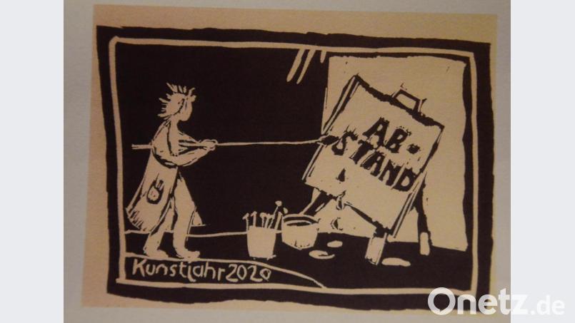 Die Jahresgabe wurde von Ingeborg Posrski gestaltet. Sie trägt passenderweise den Titel "Abstand - Coronajahr 2020". Bild: Kunz