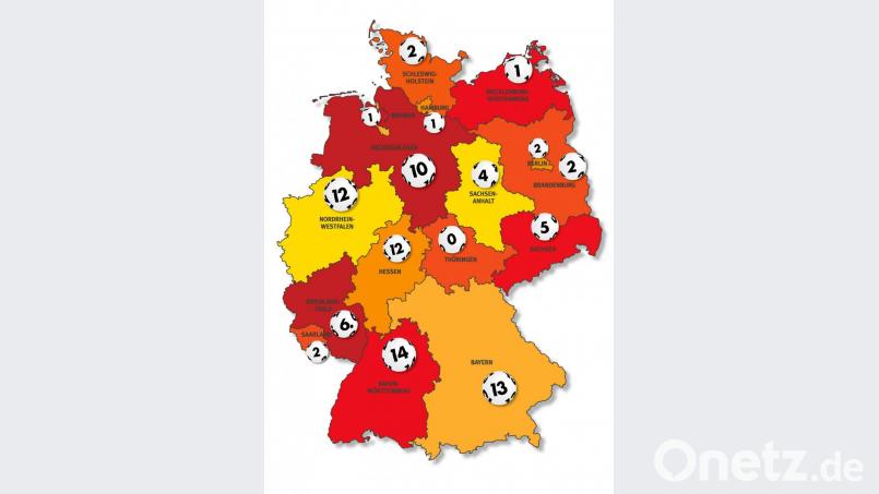 Die Verteilung der Millionengewinne im ersten Halbjahr 2021 in Deutschland. Grafik: Lotto Rheinland-Pfalz GmbH