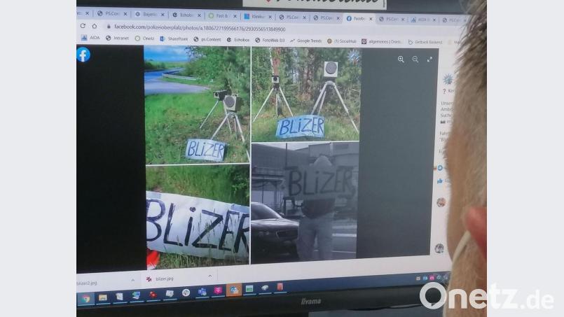 Da war der Stift vermutlich ein bisschen schneller als der Kopf: Ein Unbekannter hat bei Rieden ein Schild aufgestellt, um vor einer Radarfalle zu warnen. Anstelle von Blitzer hat er aber „Blizer“ draufgeschrieben. Bild: wpt