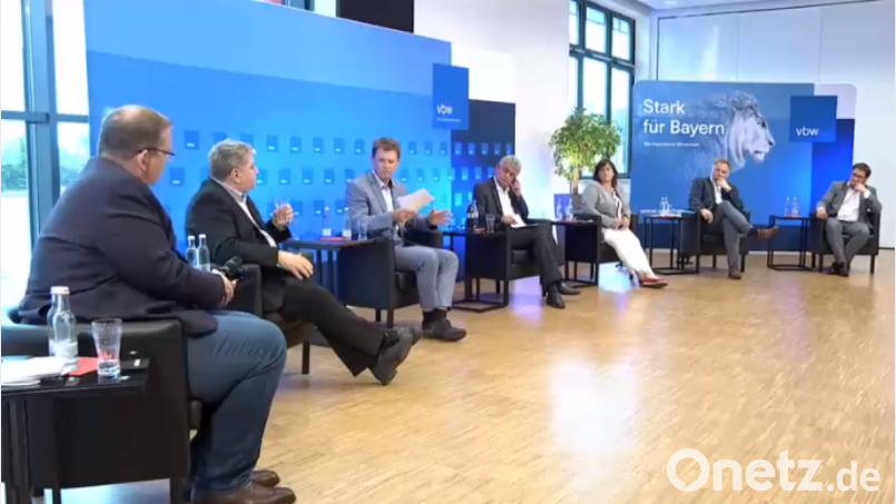Über moderne Arbeitsformen diskutierten (von links) Ulrich Lechte (FDP), Stefan Schmidt (Grüne), Moderator Martin Lindner, Bertram Brossardt (VBW), Marianne Schieder (SPD), Peter Aumer (CSU) und Tobias Gotthardt (Freie Wähler). Screenshot gib
