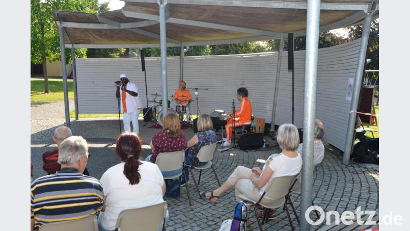 Die erste Serenade im Sommer 2021 bestritt die Amberger Soul-Gruppe &quot;Tanquoray&quot;. der eigentliche Star war der Sänger Ashonte „Dolo“ Lee. Rund 120 Zuhörer versammelten sich im Stadtpark, um 90 Minuten der Soul-Musik zu lauschen. Bild: dob