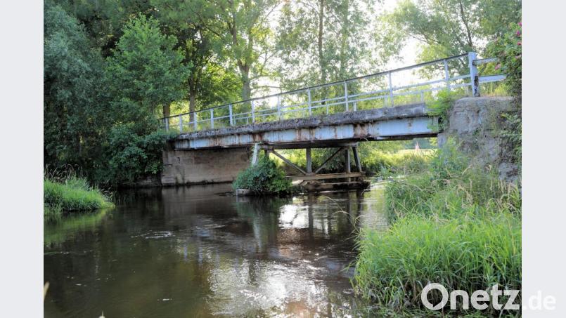 Die marode, gesperrte Brücke über die Schwarzach soll durch einen Neubau ersetzt werden. Bild: akp