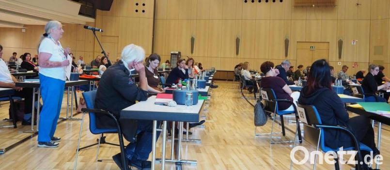 Aktiv beteiligten sich die Teilnehmer der Bildungs- und Demokratiekonferenz am Konferenzgeschehen (im Bild stehend Ursula Barrois von der Initiative e. V.). Bild: Bühner