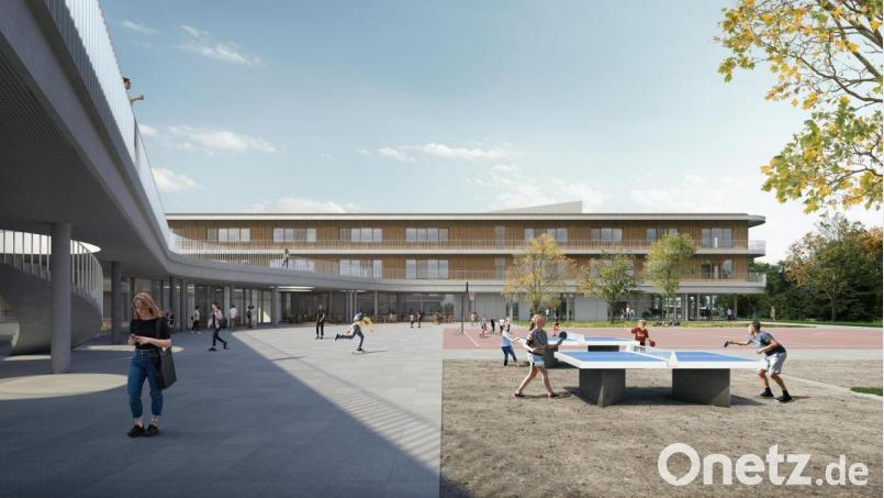 Diese Ansicht der neuen Kemnather Realschule stellte die Planergemeinschaft zum Jahresende im Kreistag vor. Grafik: Arbeitsgemeinschaft ALN-GdlF ALN/Architekturbüro Leinhäupl + Neuber GmbH/Gutiérrez-Delafuente Arquitectos SLP