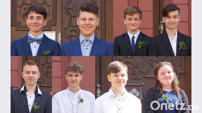 Die Konfirmanden der Paulanergemeinde (oben, von links): Niclas Dudek, Lukas Junker, Leo Meiller und Yannick Schwarz. Unten von links: Artur Seitz, Ben Kramer, Patrick Gorny und Emely Schollenberger. Bildmontage: ads