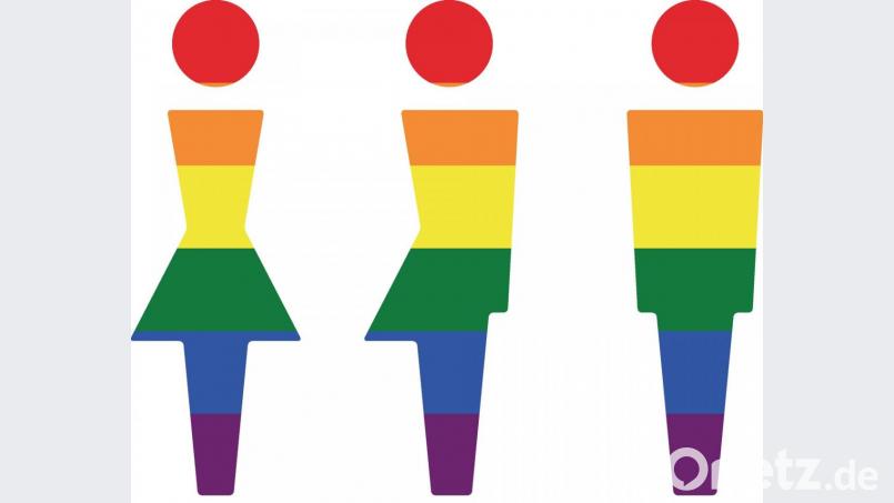 Das genderneutrale Symbol und seine Herleitung in Regenbogenfarben. Grafik: Christian Gold