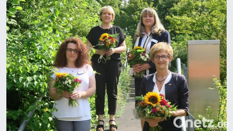 Christiane Paulus und Tatjana Richter (vorne, von links) sowie Andrea Motzel und Tatjana Brems (hinten, von links). Bild: Manuela Leitner, Schwesternschaft Wallmenich-Haus vom BRK/exb