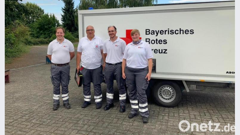 Vier Rotkreuzler aus Auerbach waren in Rheinland-Pfalz zur Unterstützung dabei. Bild: BRK Auerbach