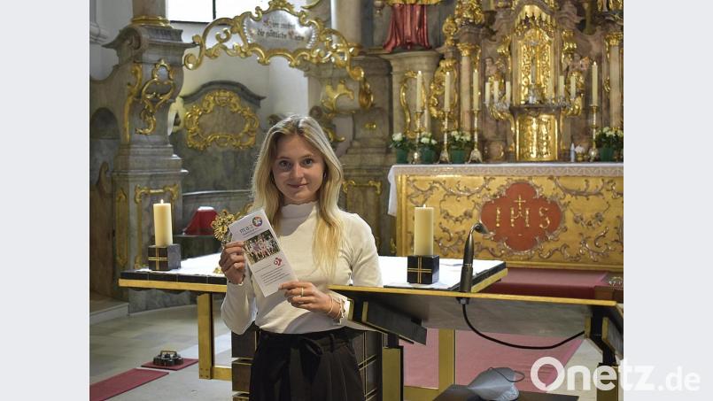 Marlene Blaha in der Pfarrkirche St. Johannes der Täufer in Auerbach. Am Ende des Gottesdienstes am vergangenen Sonntag berichtete sie der Gemeinde über ihre Pläne als Missionarin auf Zeit. Bild: sck