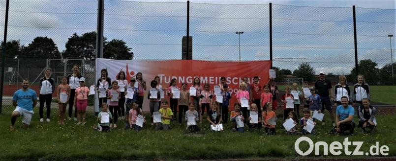 Die Teilnehmer der Kinder-Turn-Olympiade. Bild: Julia Ritter/exb