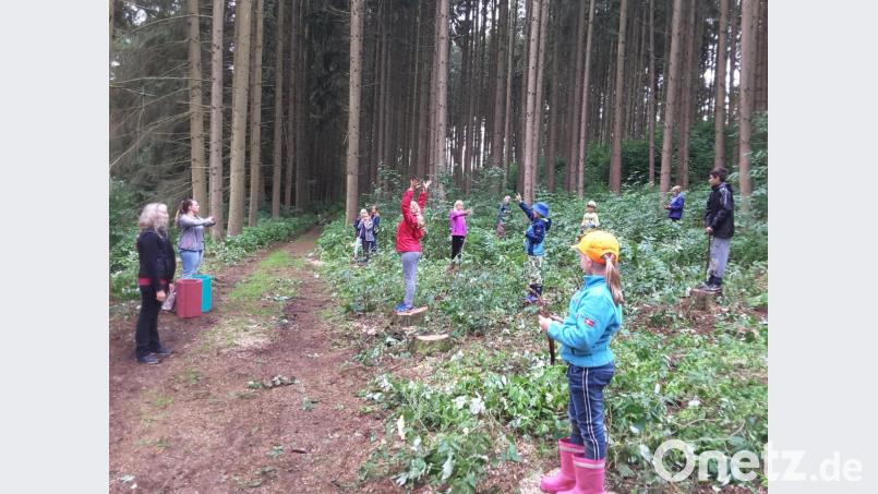 Die Kinder genossen das Waldbaden mit Waldbaden-Pädagogin Steffi Zimmet. Bild: gi