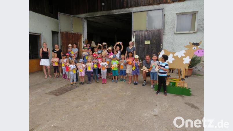 Kühe aus Sperrholz durften die Kinder beim Besuch des Bauernhof der Familie Reichl als Erinnerung selbst bemalen. Bild: adj