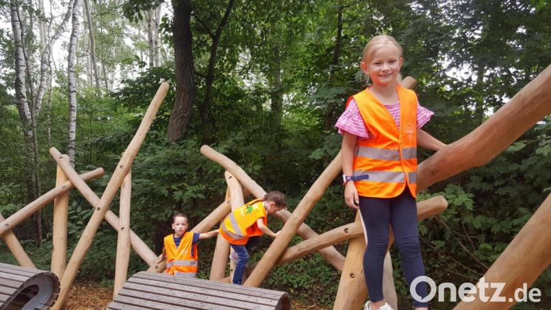 Mit Waldpädagogin Erika Grötsch auf Tour waren die Kinder im Rahmen des Ferienprogramms der Gemeinde. Bild: gi