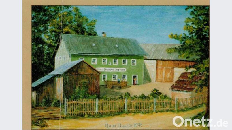 Die Holzmühle auf einem Gemälde: Heute ist sie für ihre Gastwirtschaft und die dort servierten Fischspezialitäten bekannt. Bild: Heimatverein Eschenbach