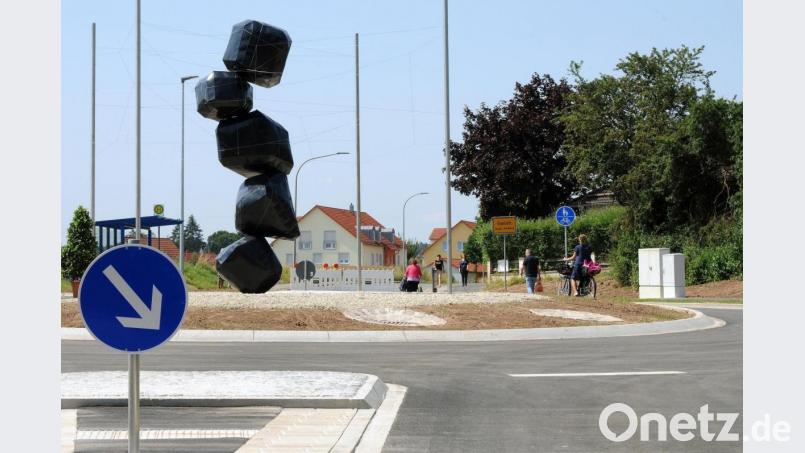 So sieht das Kunstwerk im neuen Kreisverkehr am Haager Weg aus. Bild: Stephan Huber