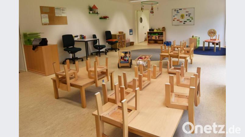 Der Raum im Container für die Kinderkrippe.