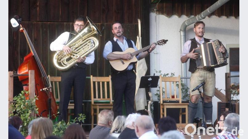 Das "Trio Schleudergang" mit Raimund Pauli, Roland Stetter und Florian Weinmann (von links) begeisterte die Besucher beim Konzert auf dem Mulzer-Hof in Naabsiegenhofen. Bild: Hirsch