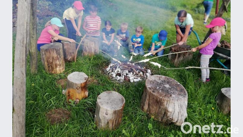 Jedes Kind durfte sein eigenes Stockbrot backen. Bild: rpp