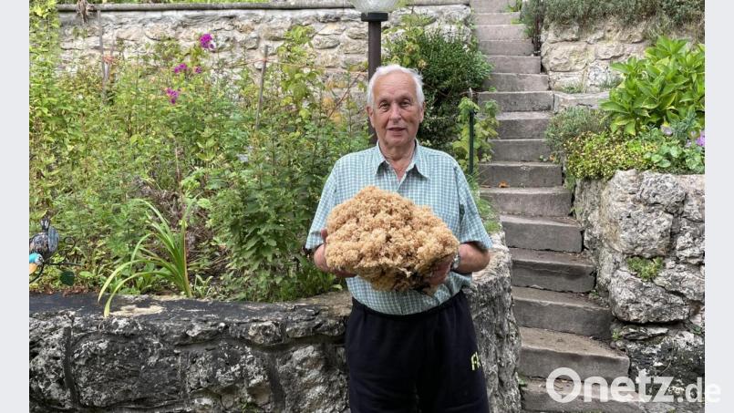 Eberhard Schneider mit seiner Krause Glucke. Bild: lei