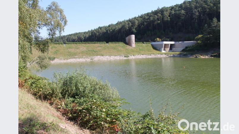 In der Mitte der Staumauer wird der neue Wasserentnahmeturm am Eixendorfer Stausee entstehen. Bild: dl