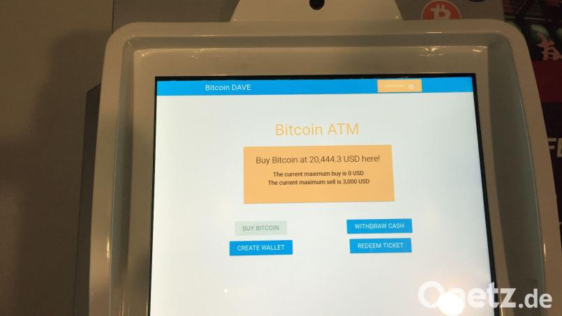 Blick auf das Display eines Bitcoin-Geldautomaten in den USA. Symbolbild: Hannes Breustedt