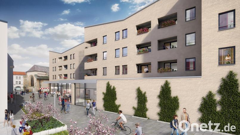 Diese simulierte Ansicht vom Hof der Wirtschaftsschule aus hatte Ten Brinke kurz vor dem Bürgerentscheid veröffentlicht, um dem Wunsch vieler Amberger nach einer besseren Visualisierung des Bauvorhabens nachzukommen. Es wird nun nicht umgesetzt. Bild: Ten Brinke