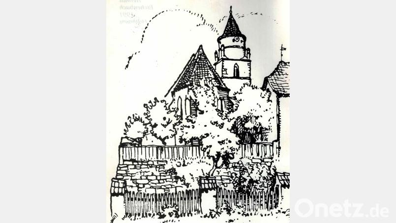 Die Eschenbacher Kirche – hier als Skizze dargestellt – spielte früher eine wichtige Rolle im Leben der Bürger. Auch der Friedensschluss 1801 zwischen Frankreich sowie Bayern/Österreich und Großbritannien wurde dort mit einem Festgottesdienst gefeiert. Archivbild: Johann Ott/exb